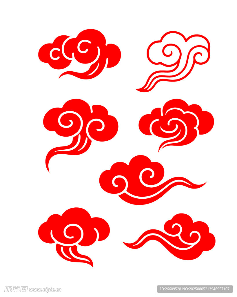 中式红色祥云