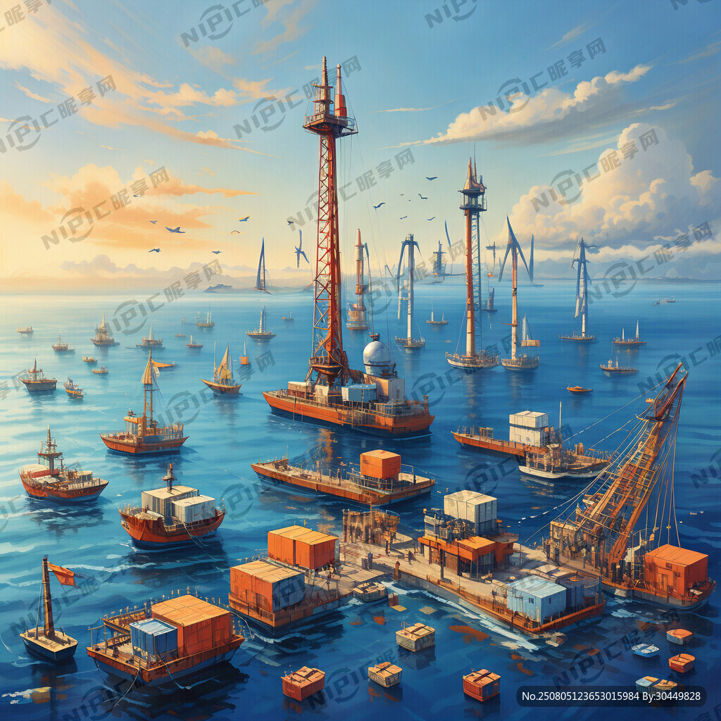 一张展现海上综合作业场景的图片