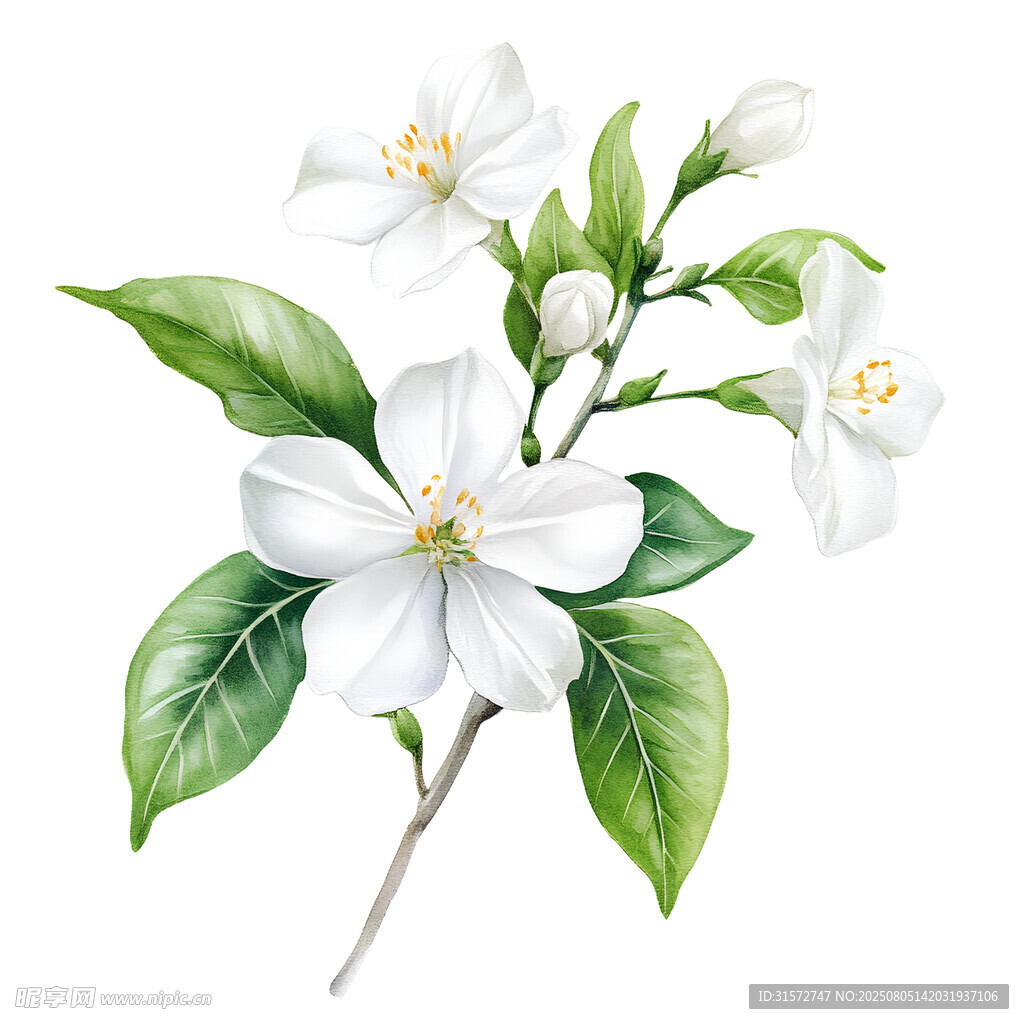 手绘茉莉花