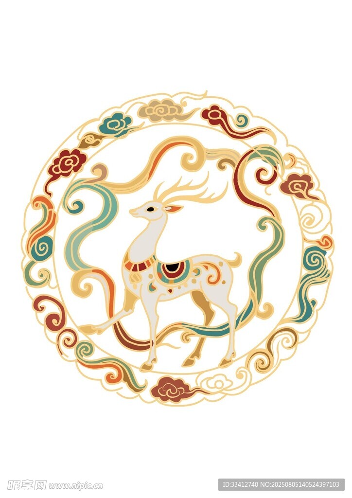 传统祥瑞圆形图案装饰画