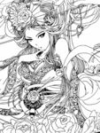 古风女子线稿插画
