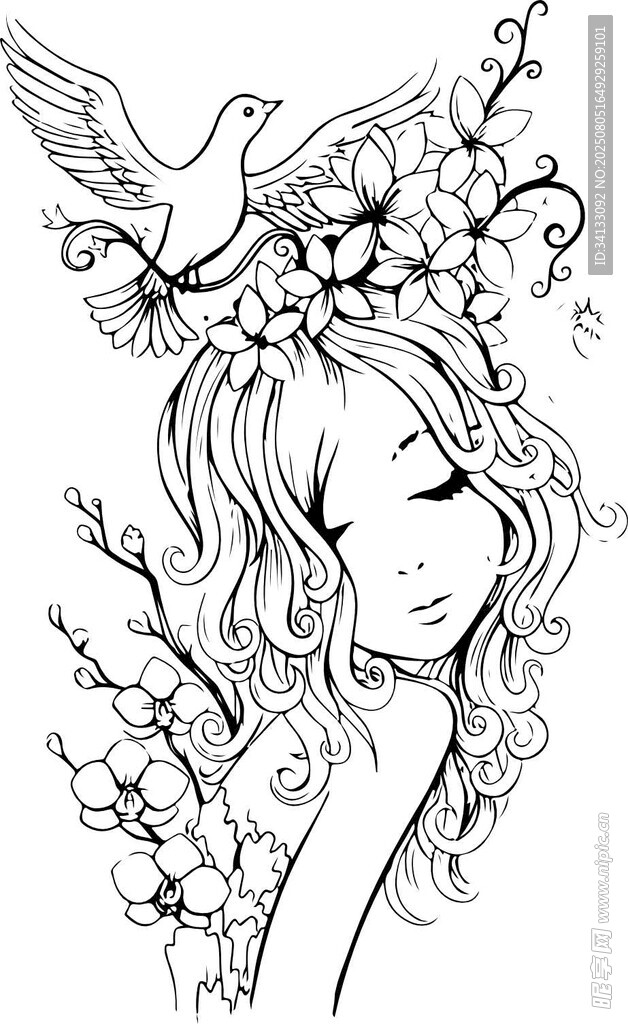 梦幻花环少女与鸽子