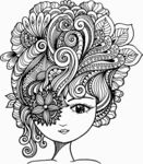 梦幻花纹装饰的神秘少女