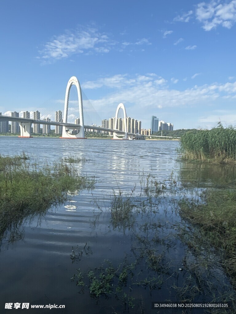 河畔桥梁风光