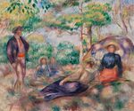 户外野餐场景油画作品