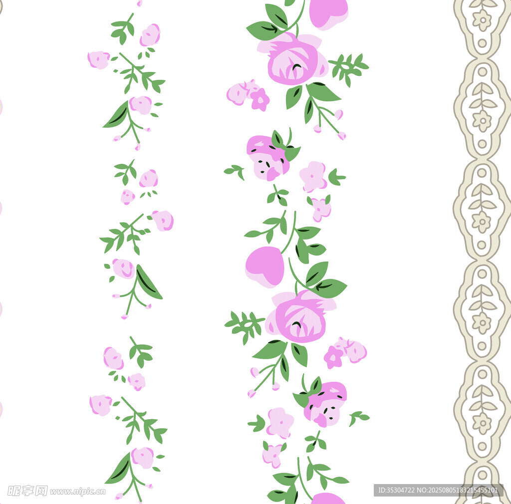 粉色花卉花边图案设计