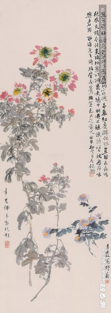 中式花卉飞鸟工笔画