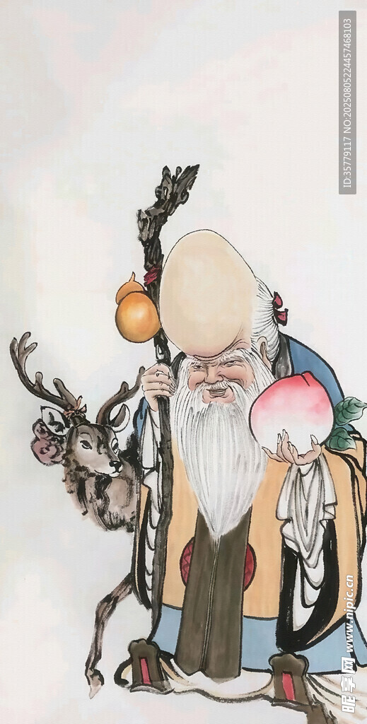寿星携鹿图