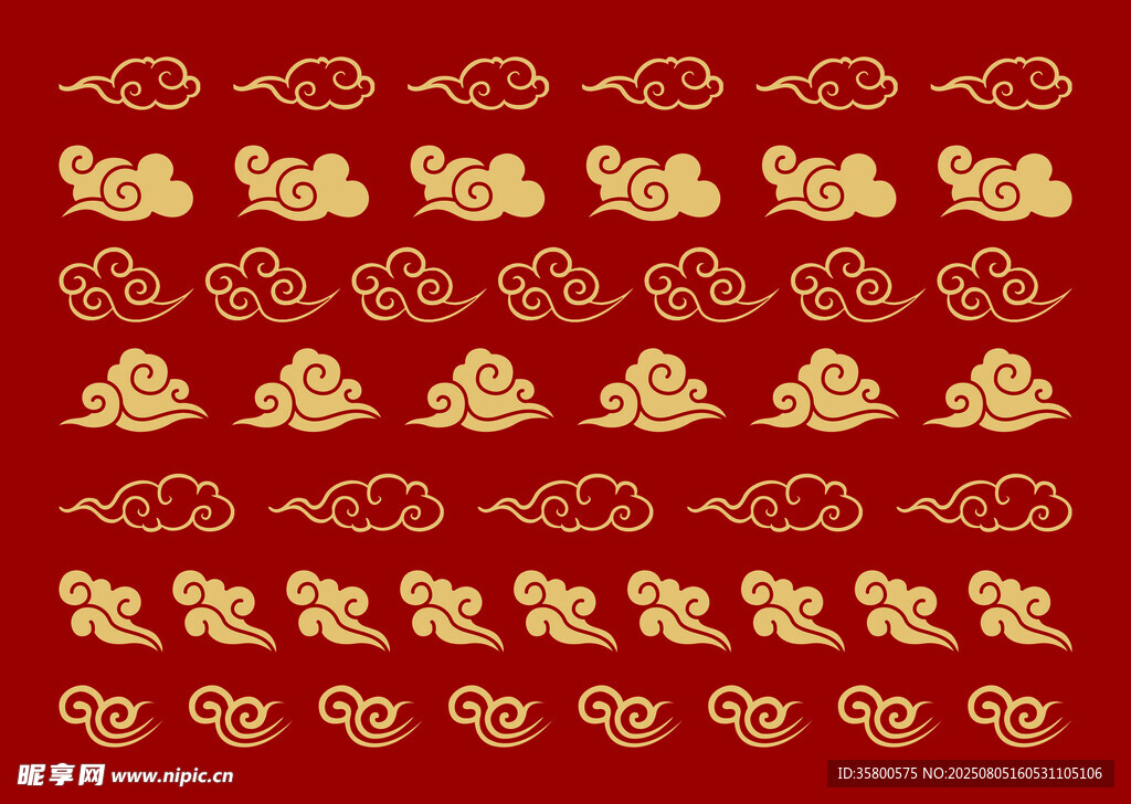 红色背景金色祥云图案