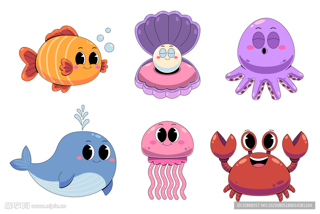 海洋动物卡通插图