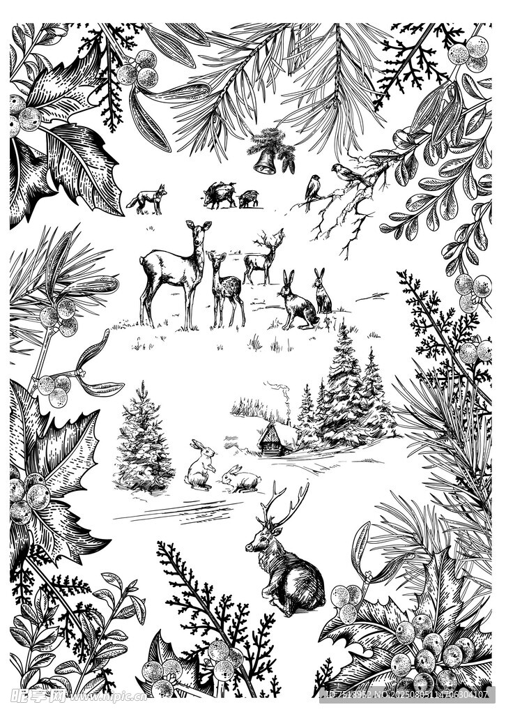 圣诞节插画场景