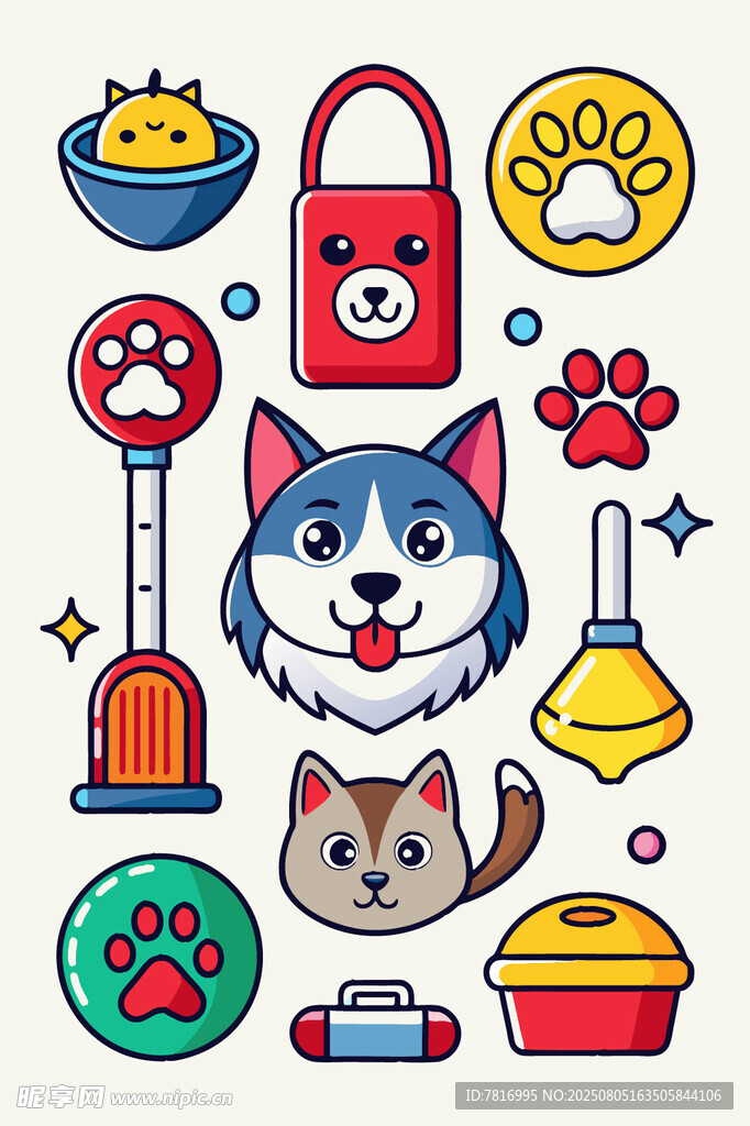 猫狗 可爱宠物元素图标集合