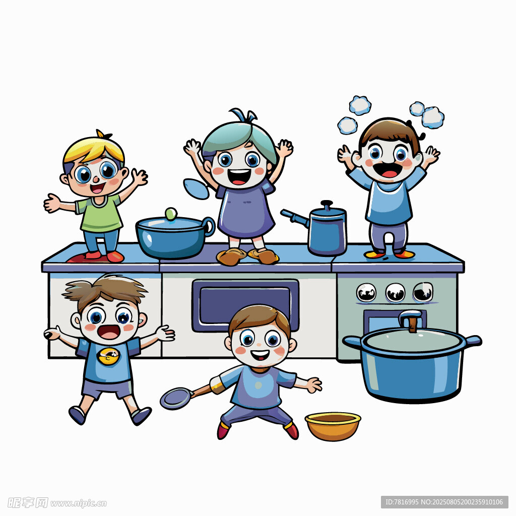 孩子们在厨房欢乐烹饪