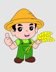 可爱农民形象手持麦穗