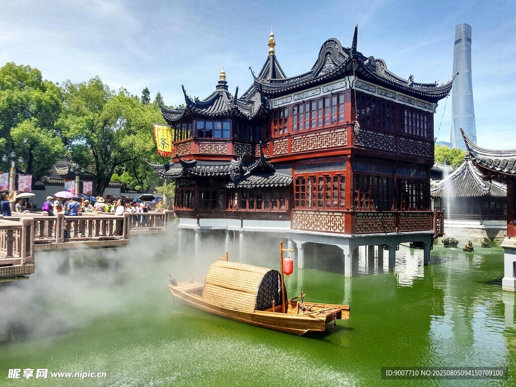 江南水乡古建小船美景