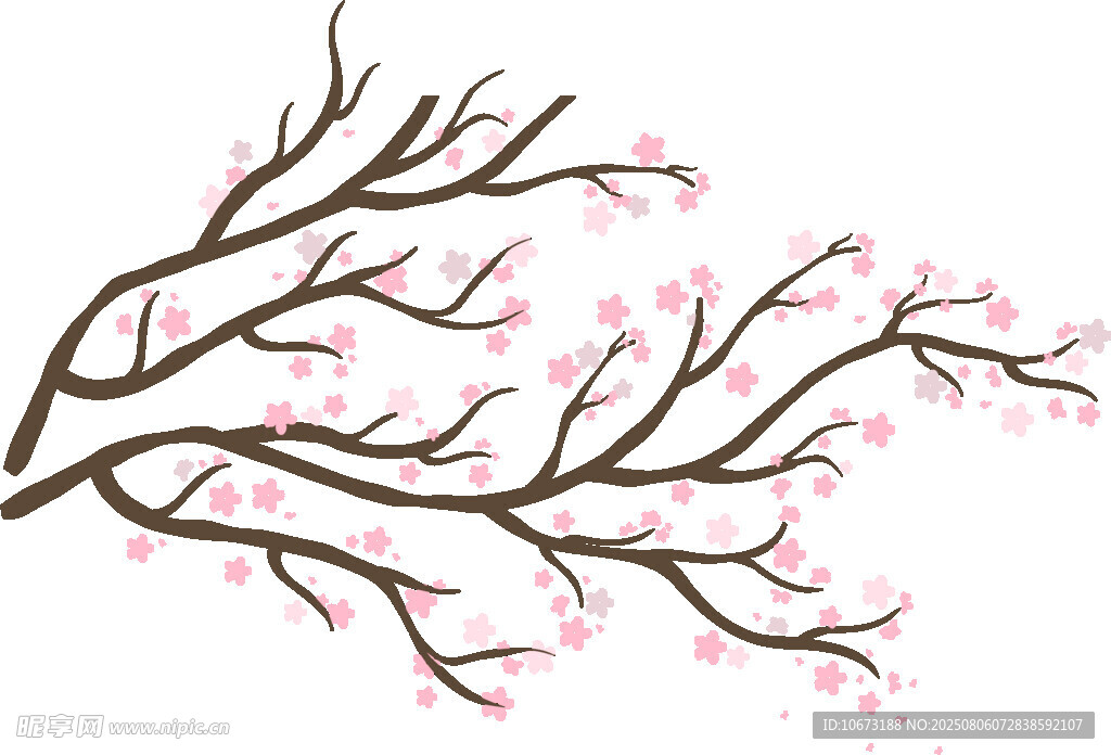 粉色花枝插画