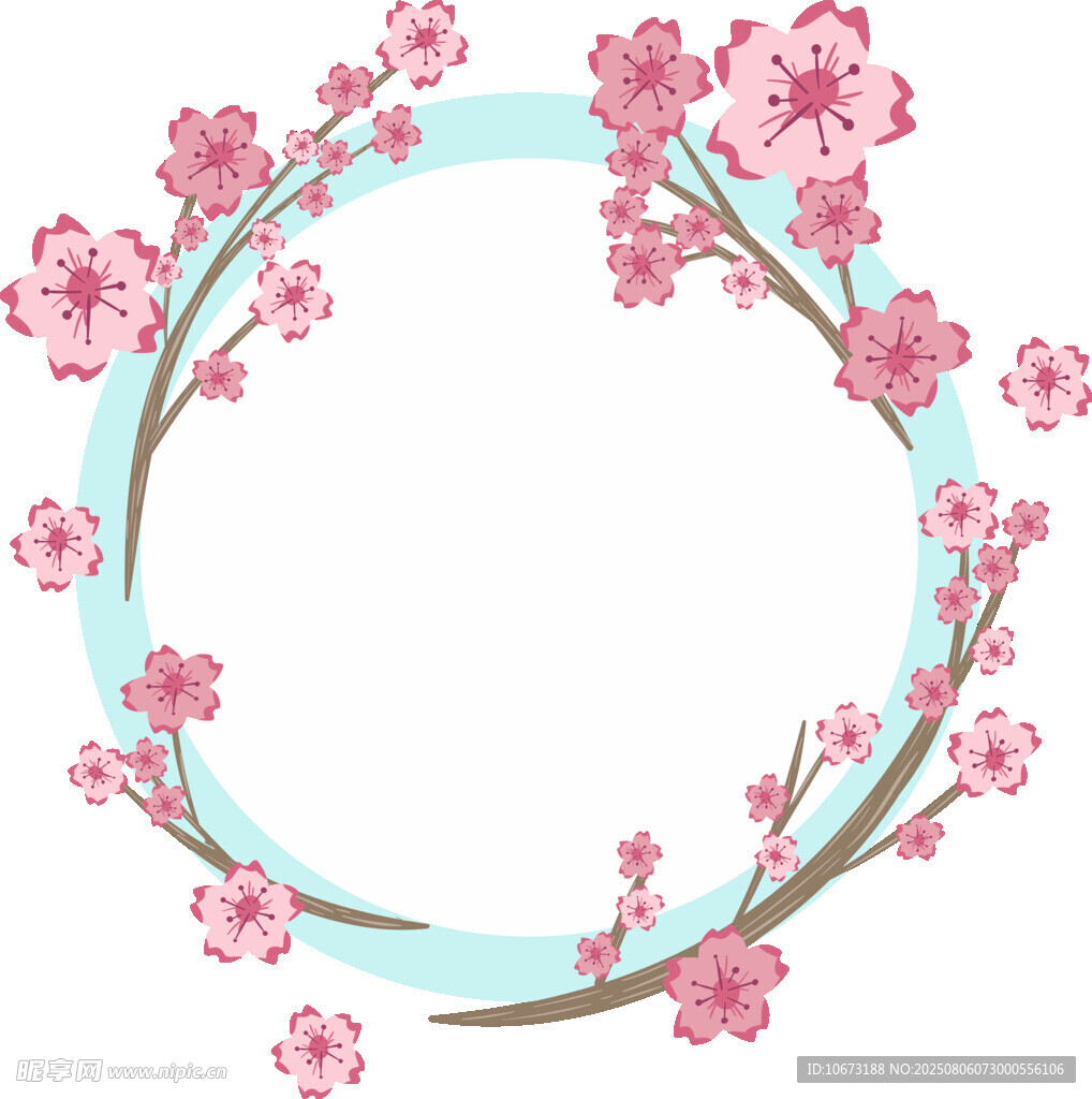 粉色樱花环形装饰图案