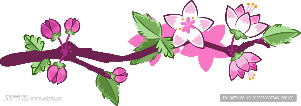 粉色花卉枝条插画