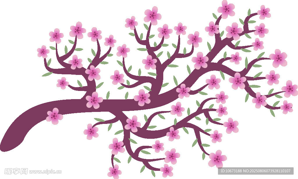 粉色繁花树枝插画