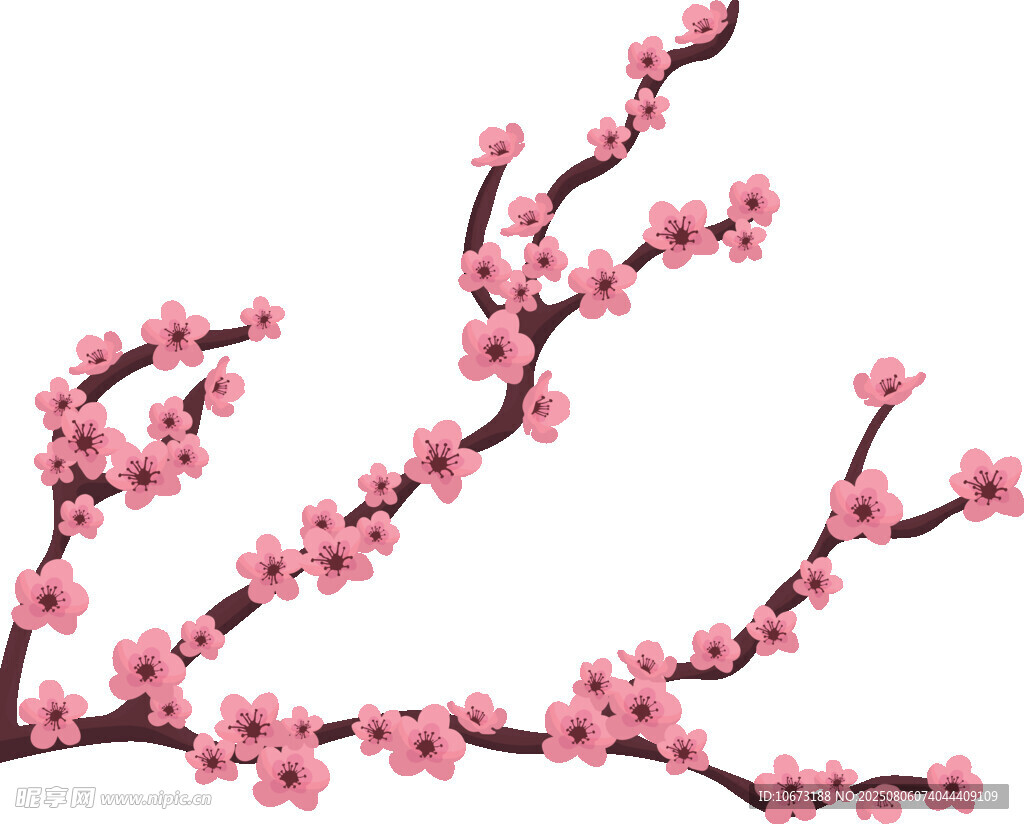 粉色绽放的桃花枝