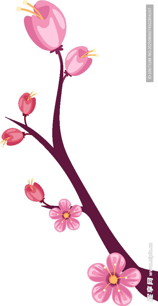 粉色桃花枝插画