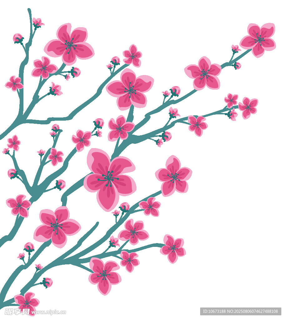 粉色花枝插画