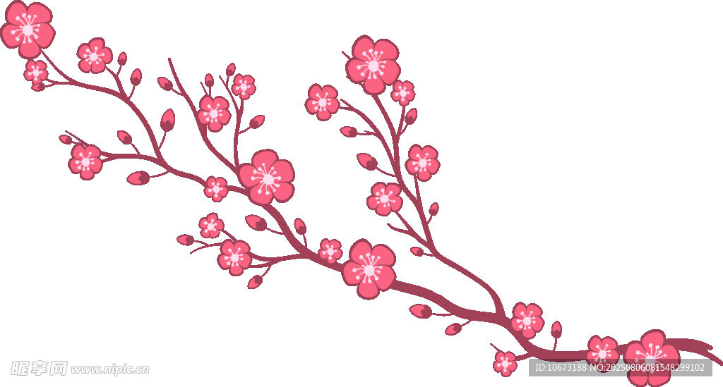 粉色花枝插画