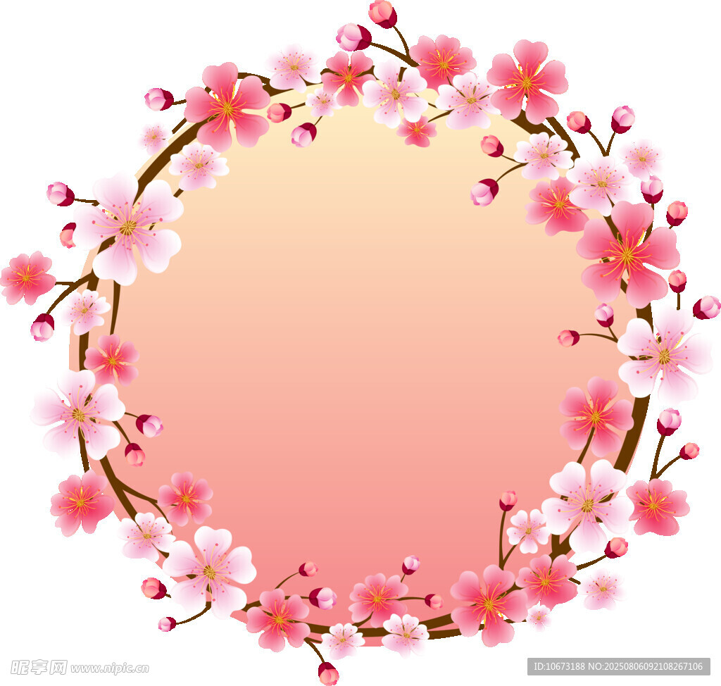 粉色樱花花环背景图