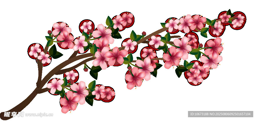 粉色繁花树枝插画