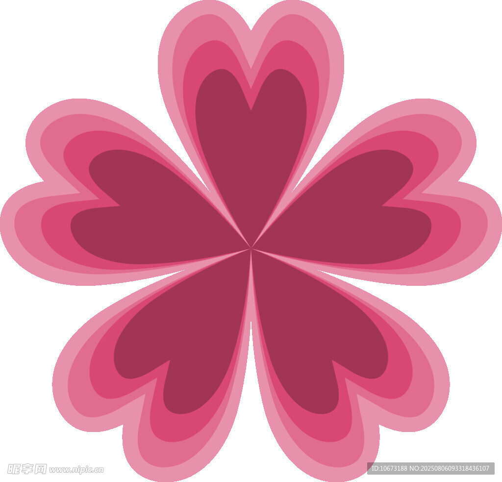 粉色心形花瓣花朵图案