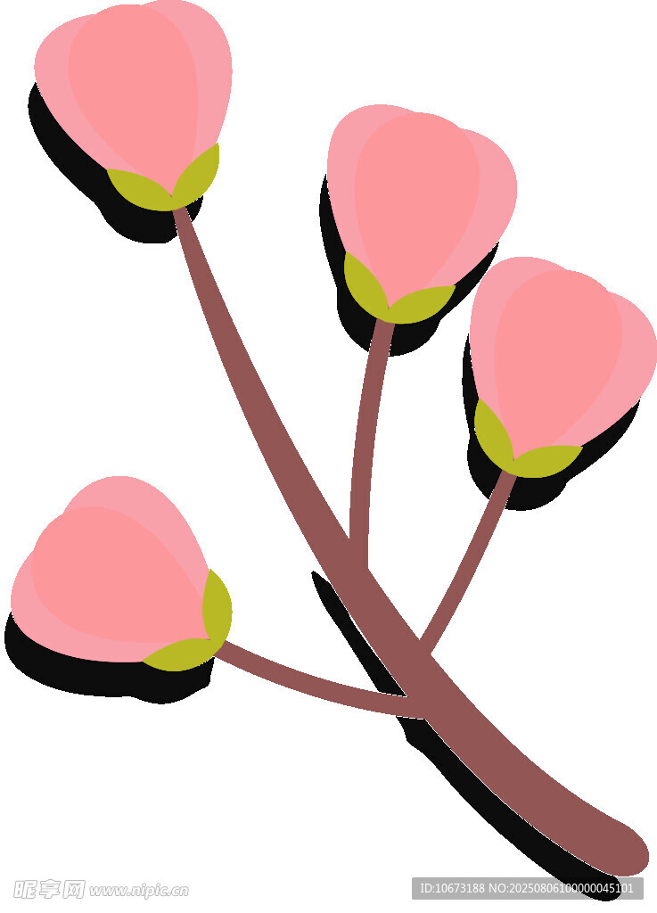 粉色花朵枝条插画