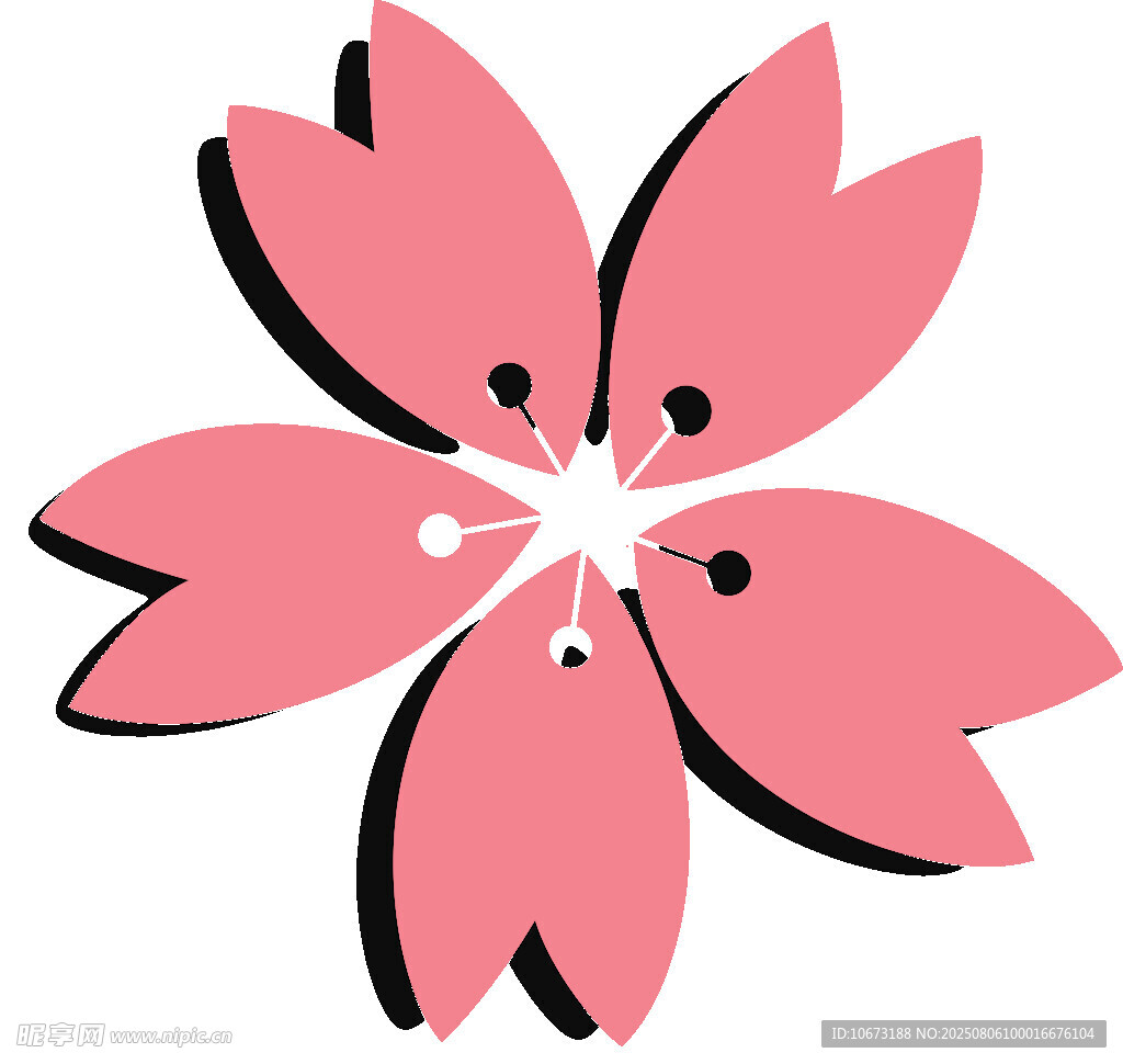 粉色简约五瓣花朵图案
