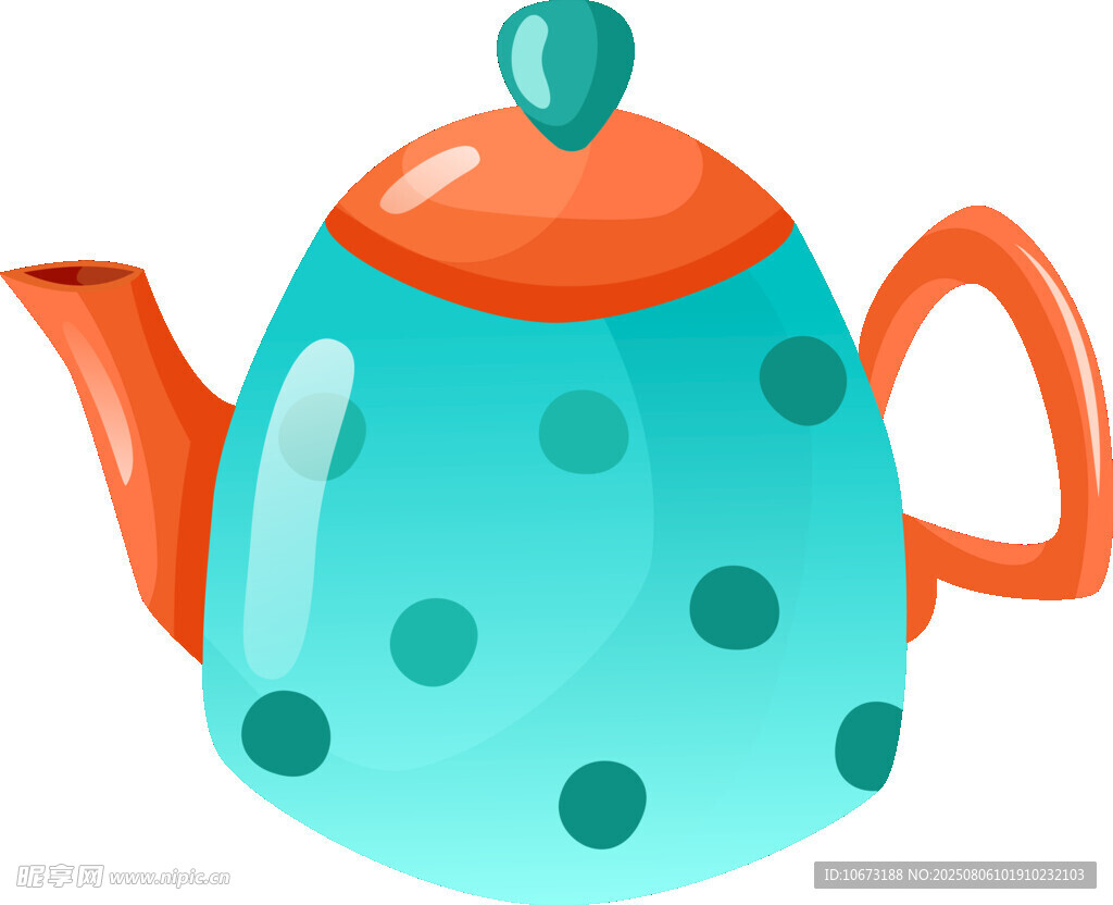 彩色波点茶壶插画