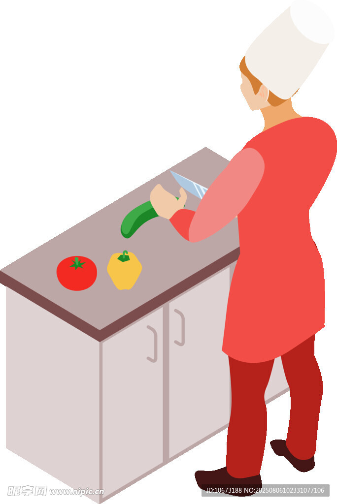 厨师在厨房操作食材