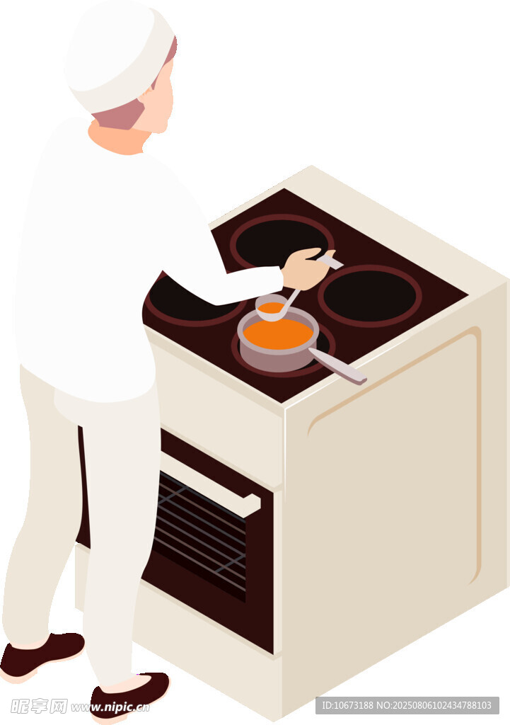 厨师在炉灶前烹饪