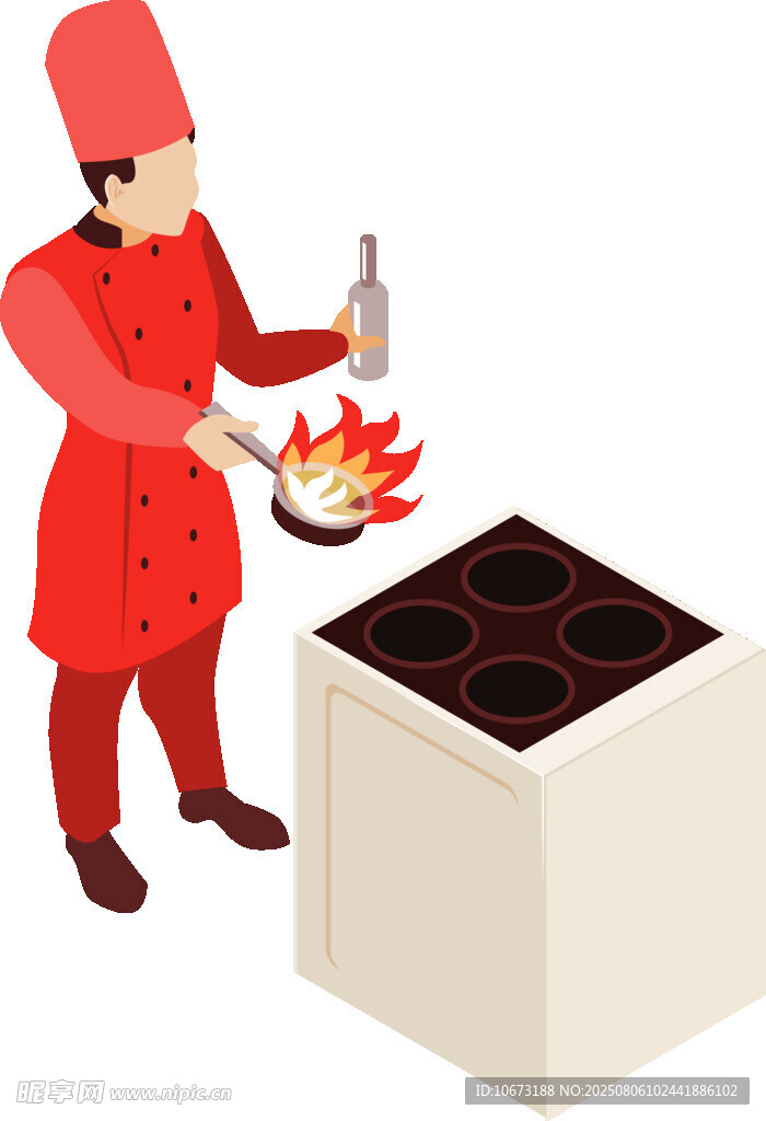厨师烹饪中火焰升腾