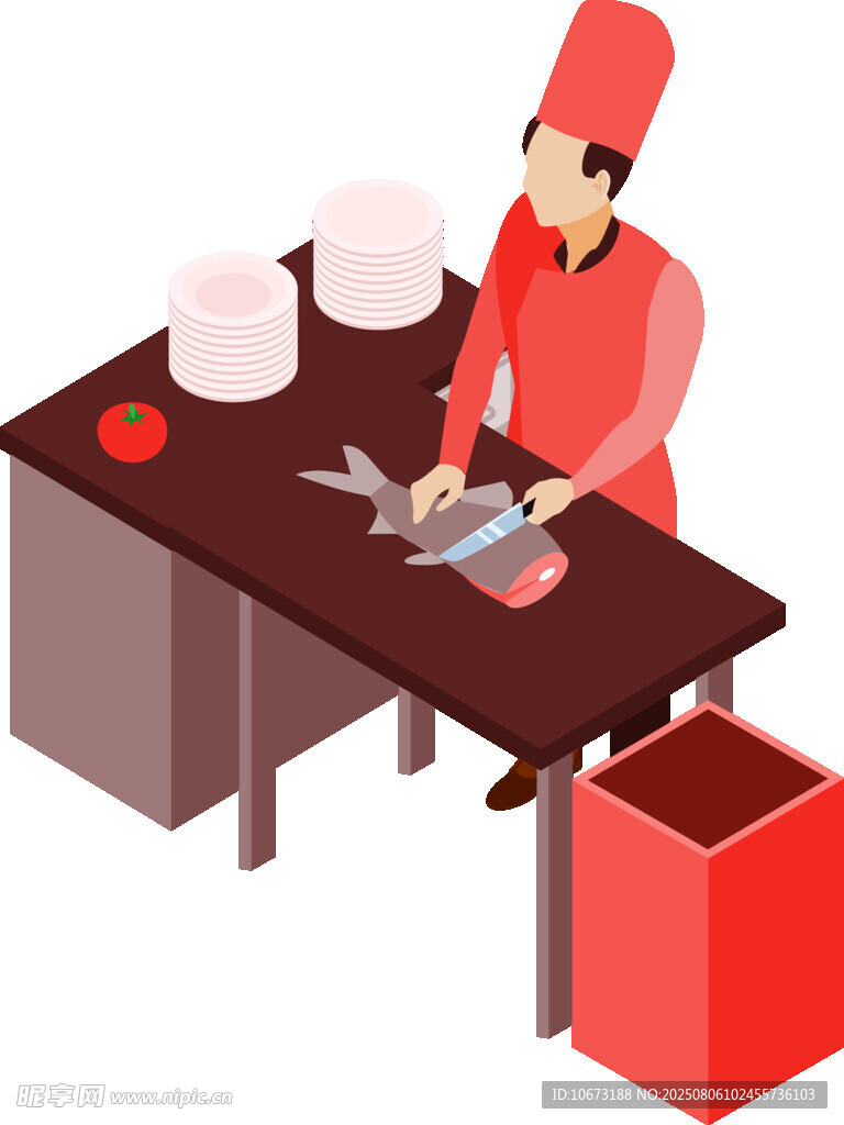 厨师在桌前专注烹饪