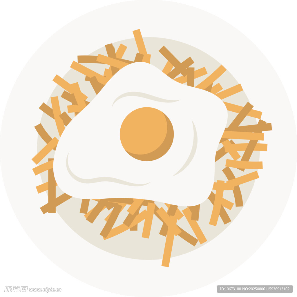 煎蛋配薯条美食插画