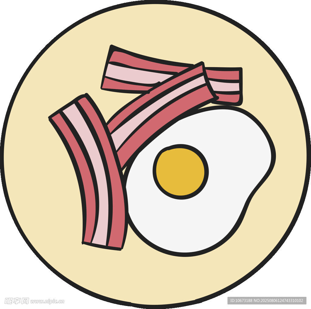 培根煎蛋美食插画