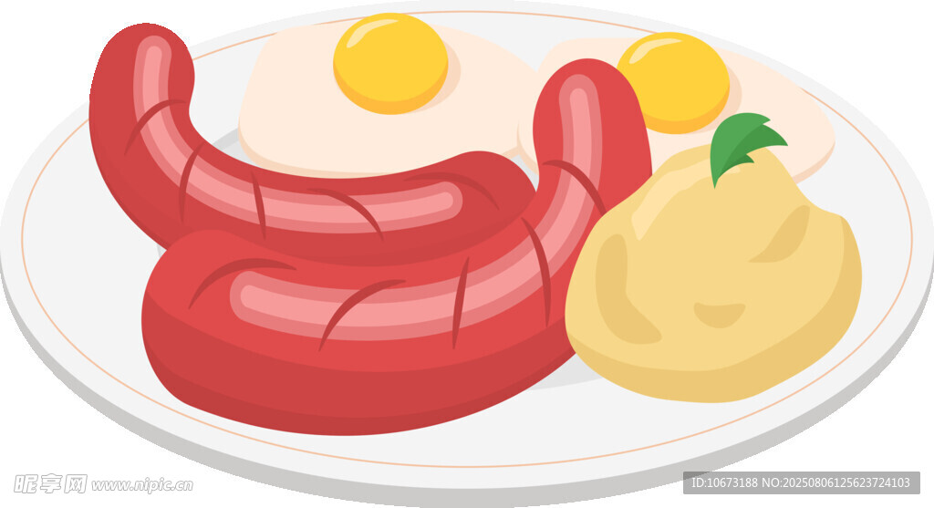香肠煎蛋土豆泥早餐组合