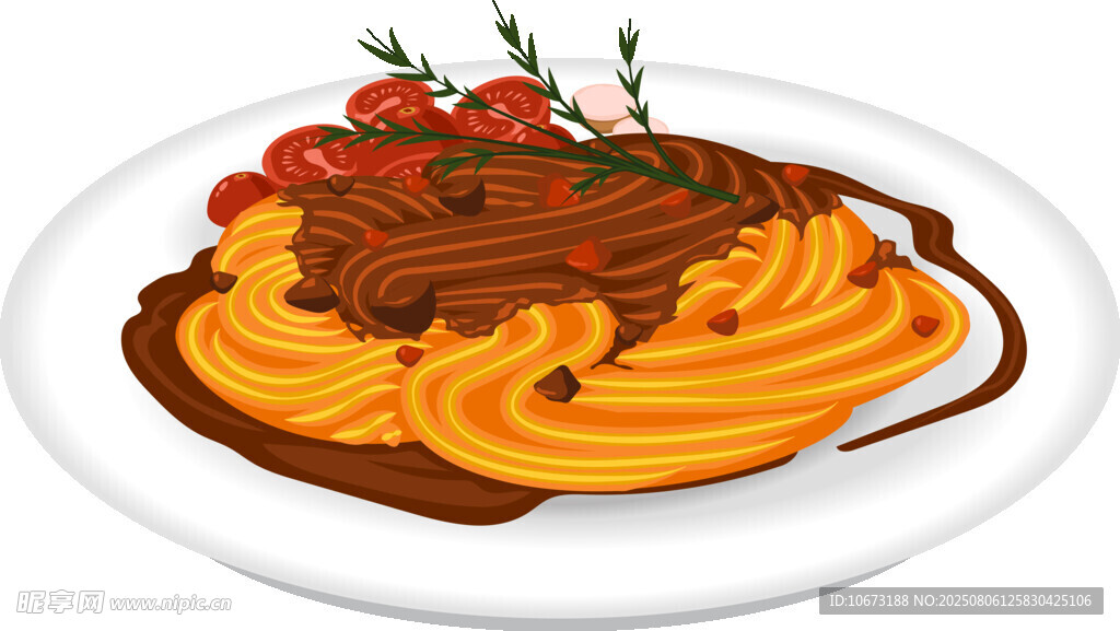 美味牛排意面摆盘