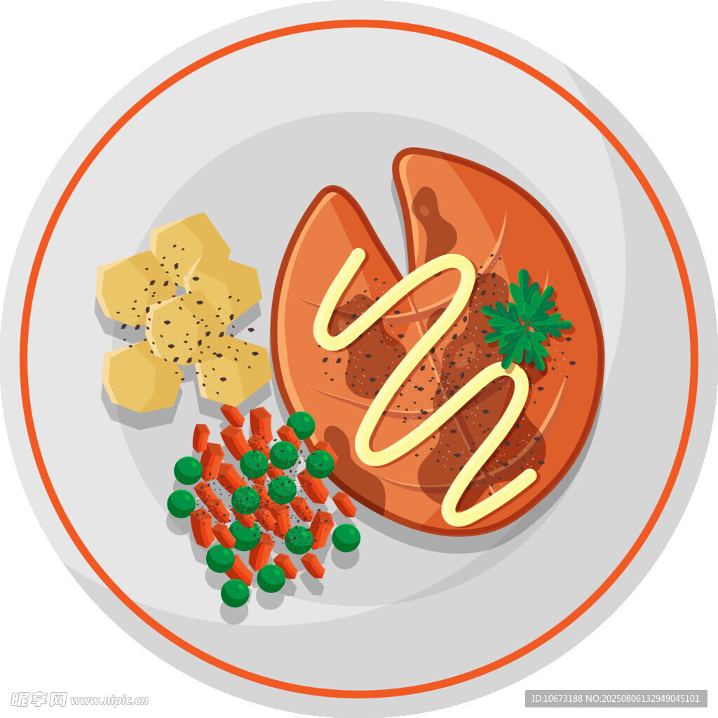 美味拼盘食物插画