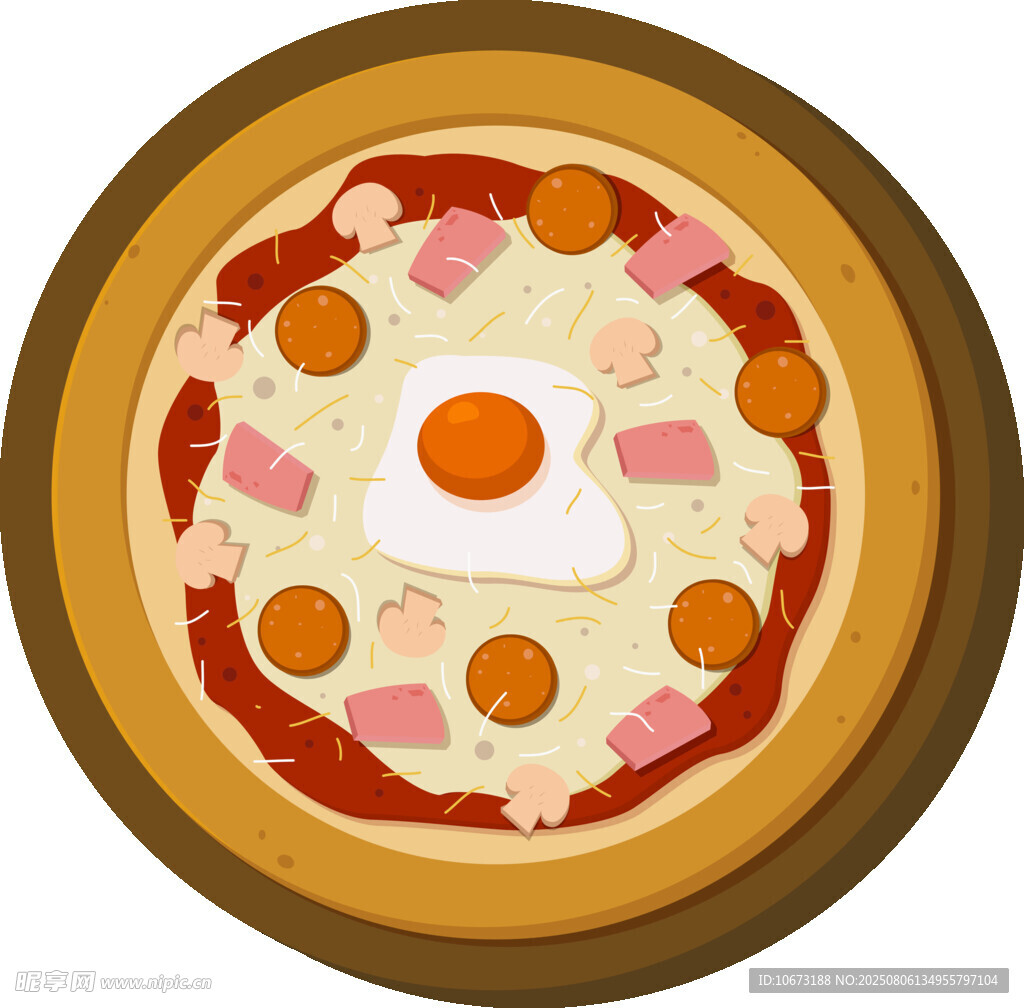 美味火腿鸡蛋披萨