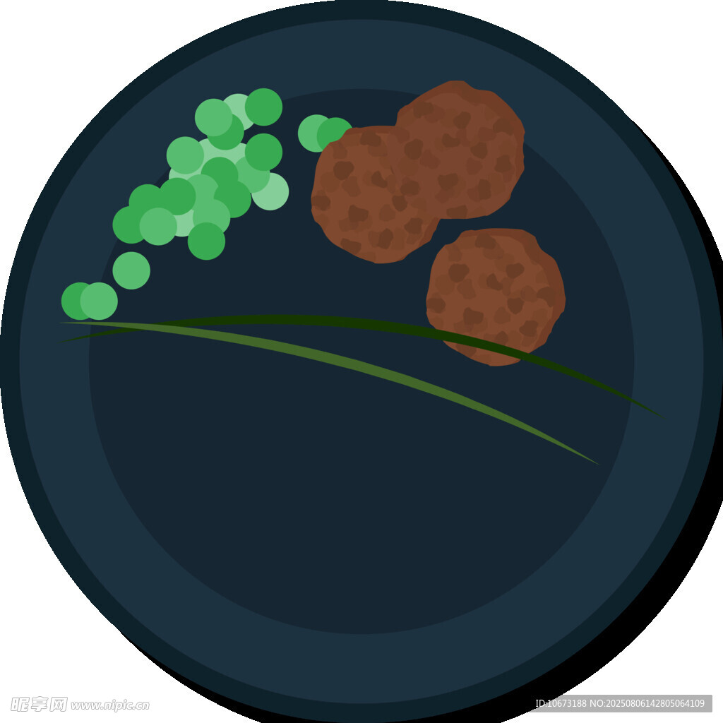 盘中美食肉丸与豌豆