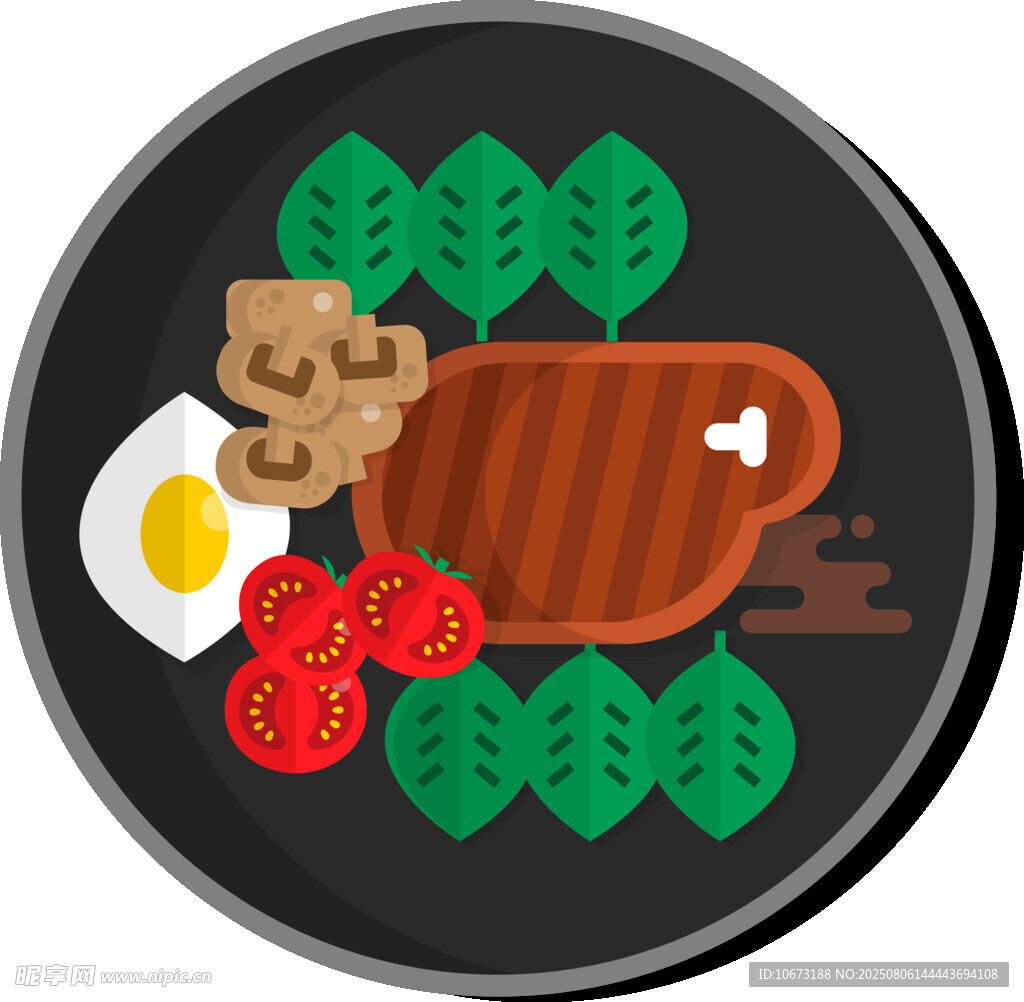 美味牛排餐食插画
