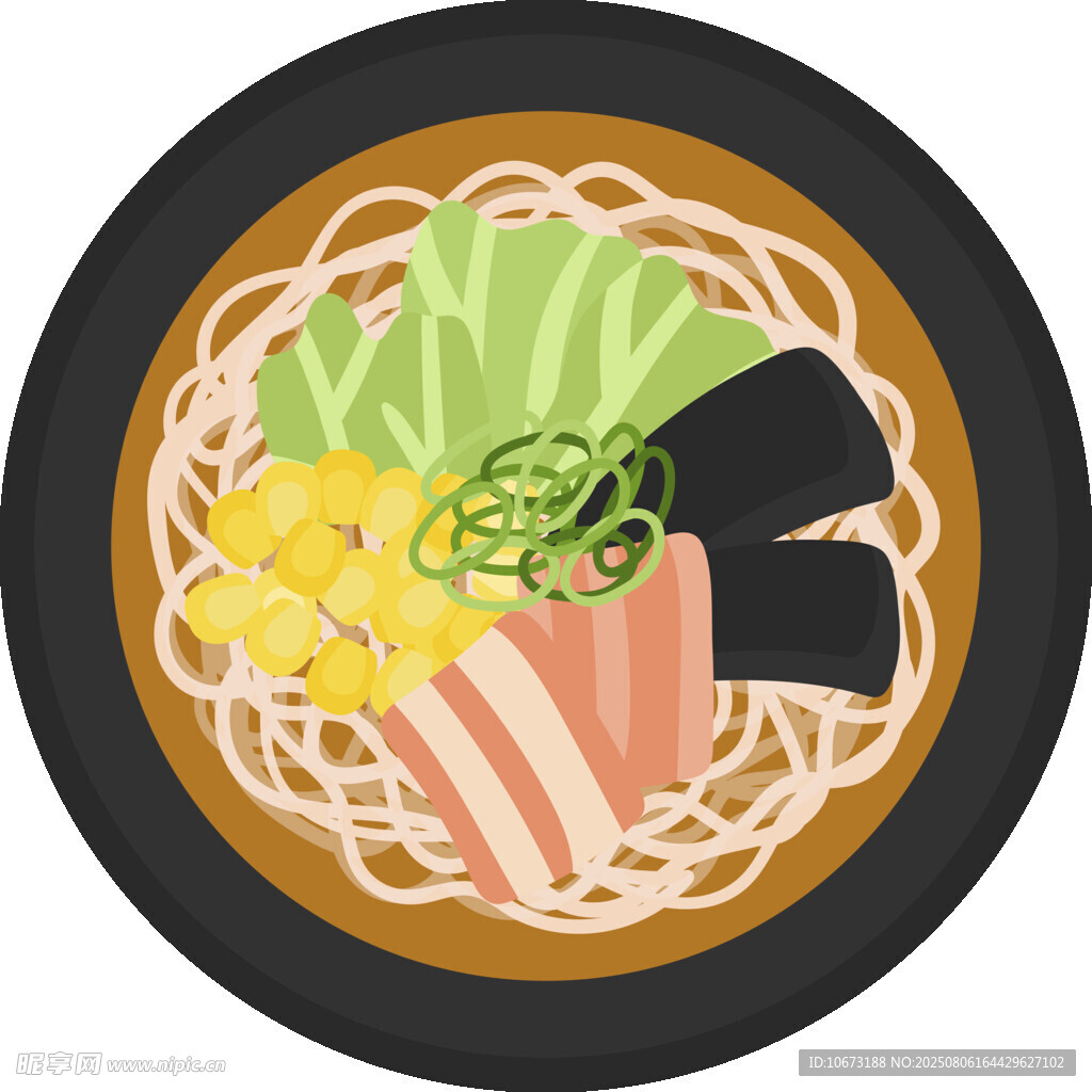 美味日式拉面插画