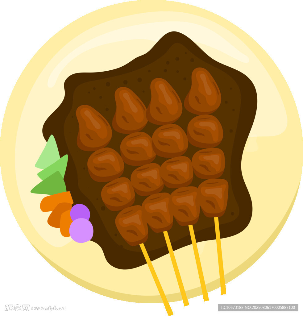 美味串烧肉丸浇汁料理