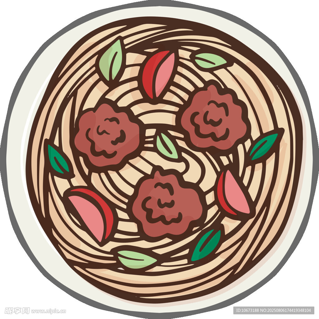 肉酱拌面插画