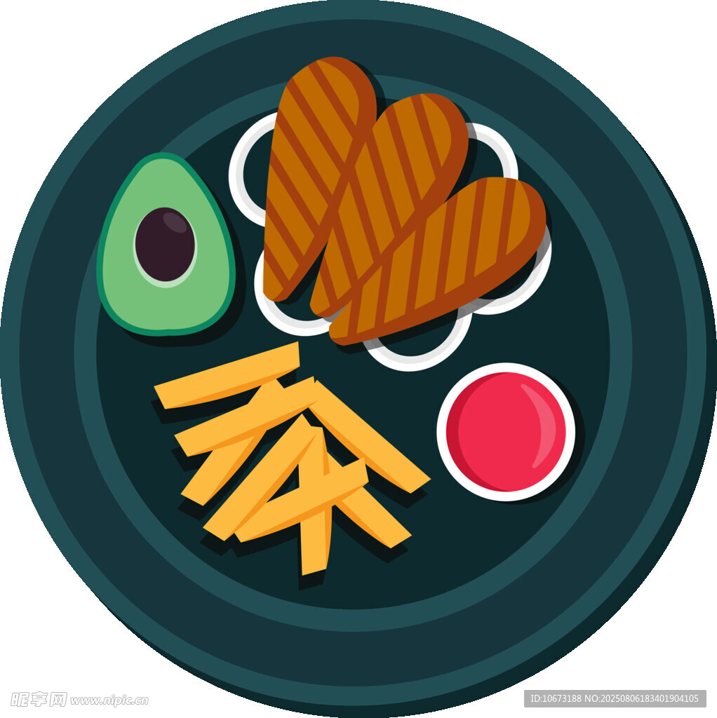 美味餐盘里的多样食物