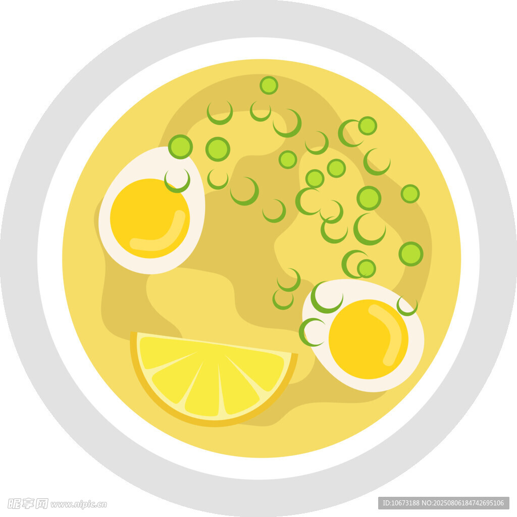 柠檬鸡蛋汤美食插画